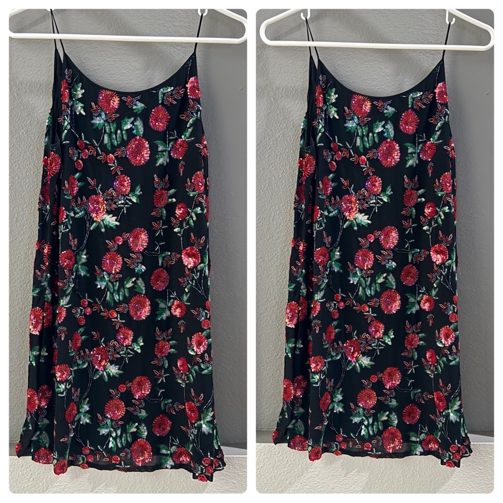 Beautiful floral sequin & silk tunic top.